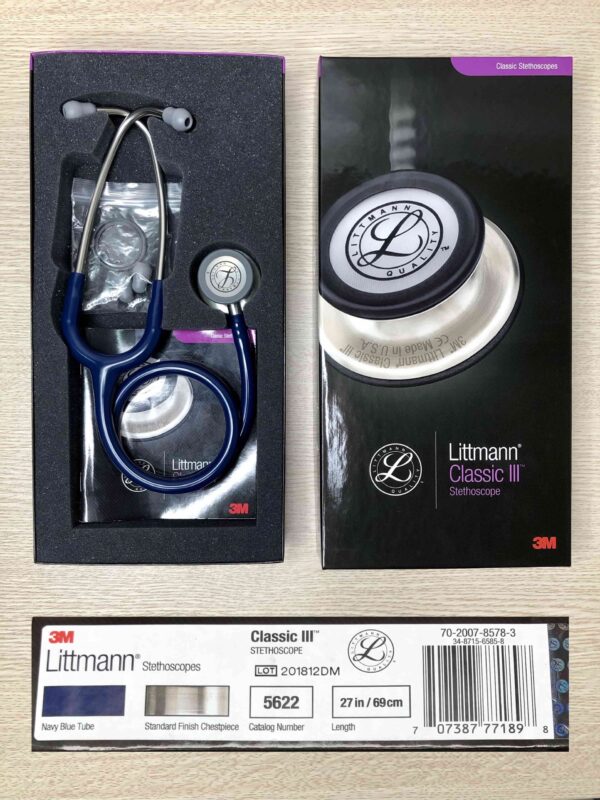 Ống Nghe Littmann Classic III Màu Xanh Navy 5622 thiết kế 2 mặt tiện dụng thăm khám tổng quát cho người lớn và trẻ em