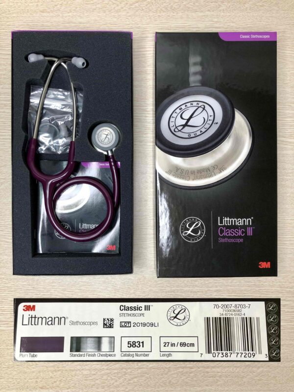 Ống Nghe Littmann Classic III Màu Mận Plum 5831 thiết kế 2 mặt tiện dụng thăm khám tổng quát cho người lớn và trẻ em