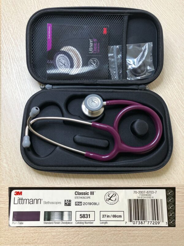 Ống Nghe Littmann Classic III Màu Mận Plum 5831 thiết kế 2 mặt tiện dụng thăm khám tổng quát cho người lớn và trẻ em