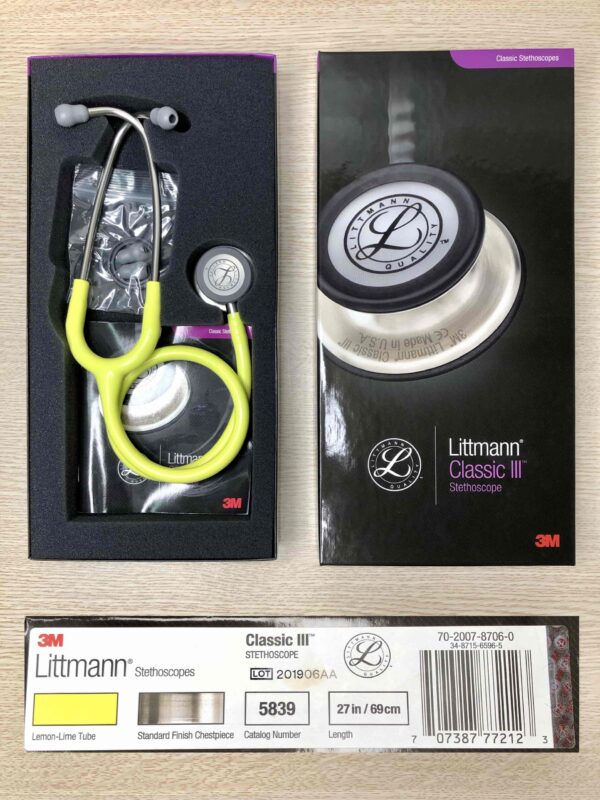 Ống nghe Littmann Classic III Màu Vàng Chanh Lemon 5839 thiết kế 2 mặt tiện dụng thăm khám tổng quát cho người lớn và trẻ em