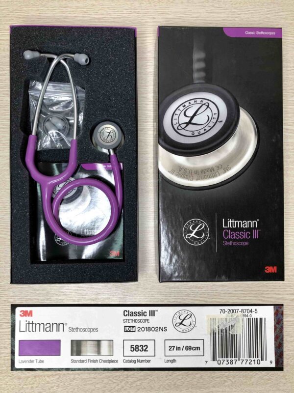 Ống Nghe Littmann Classic III Màu Tím Lavender 5832 thiết kế 2 mặt tiện dụng thăm khám tổng quát cho người lớn và trẻ em