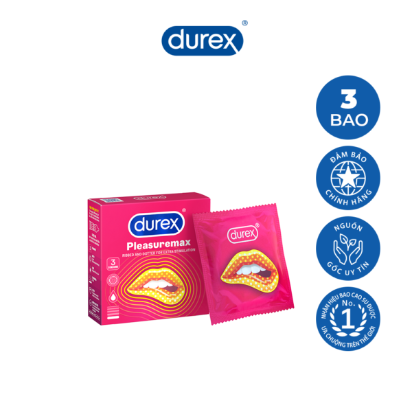 Bao Cao Su Durex Pleasuremax Gân Gai Hộp 3 Cái 