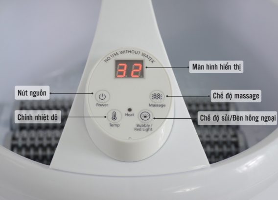 Bảng điều khiển Bồn Ngâm Chân SereneLife SL17 rất dễ sử dụng có đèn led hiển thị nhiệt độ rõ nét