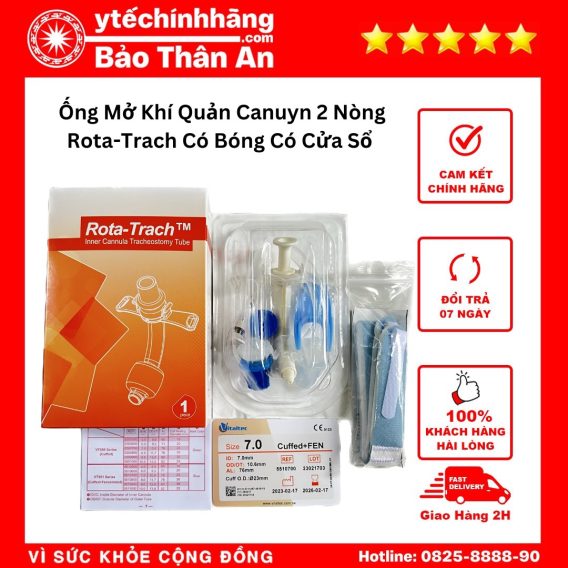 Ống Mở Khí Quản Canuyn 2 Nòng Rota-Trach Có Bóng Có Cửa Sổ