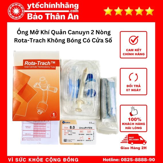 Ống mở khí quản nòng trong có thiết kế khóa cài dạng bóp có thể tháo lắp dễ dàng.