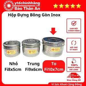 Hộp Đựng Bông Gòn Inox có các Cỡ Nhỏ, Trung, To