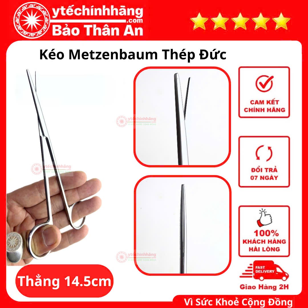 Kéo Metzenbaum Đức - Thẳng 14.5cm Kéo Metzenbaum Đức