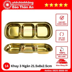 Dung Cu Inox Ma Vang khay 3 ngan 14
